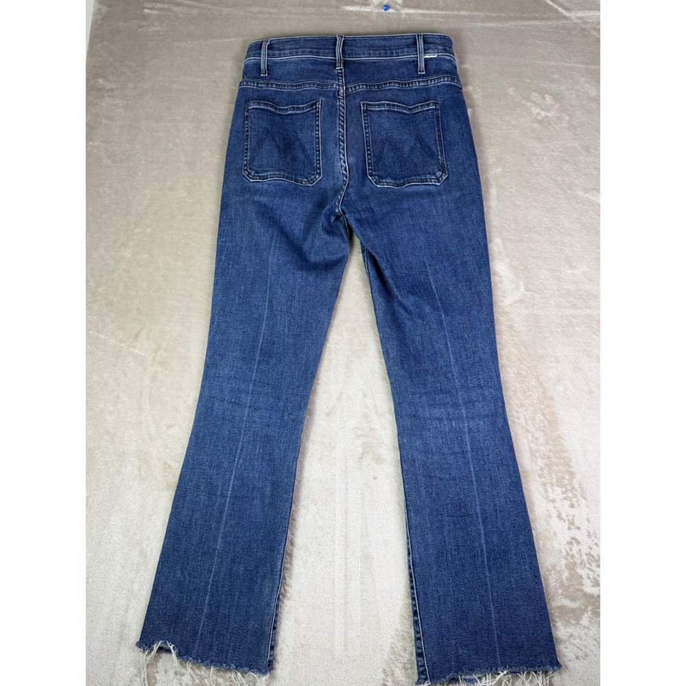 MOTHER The Hustler Size 26 Ankle Fray Jeans Blue Patch Pocket Flare Raw Hem - Picture 6 of 15